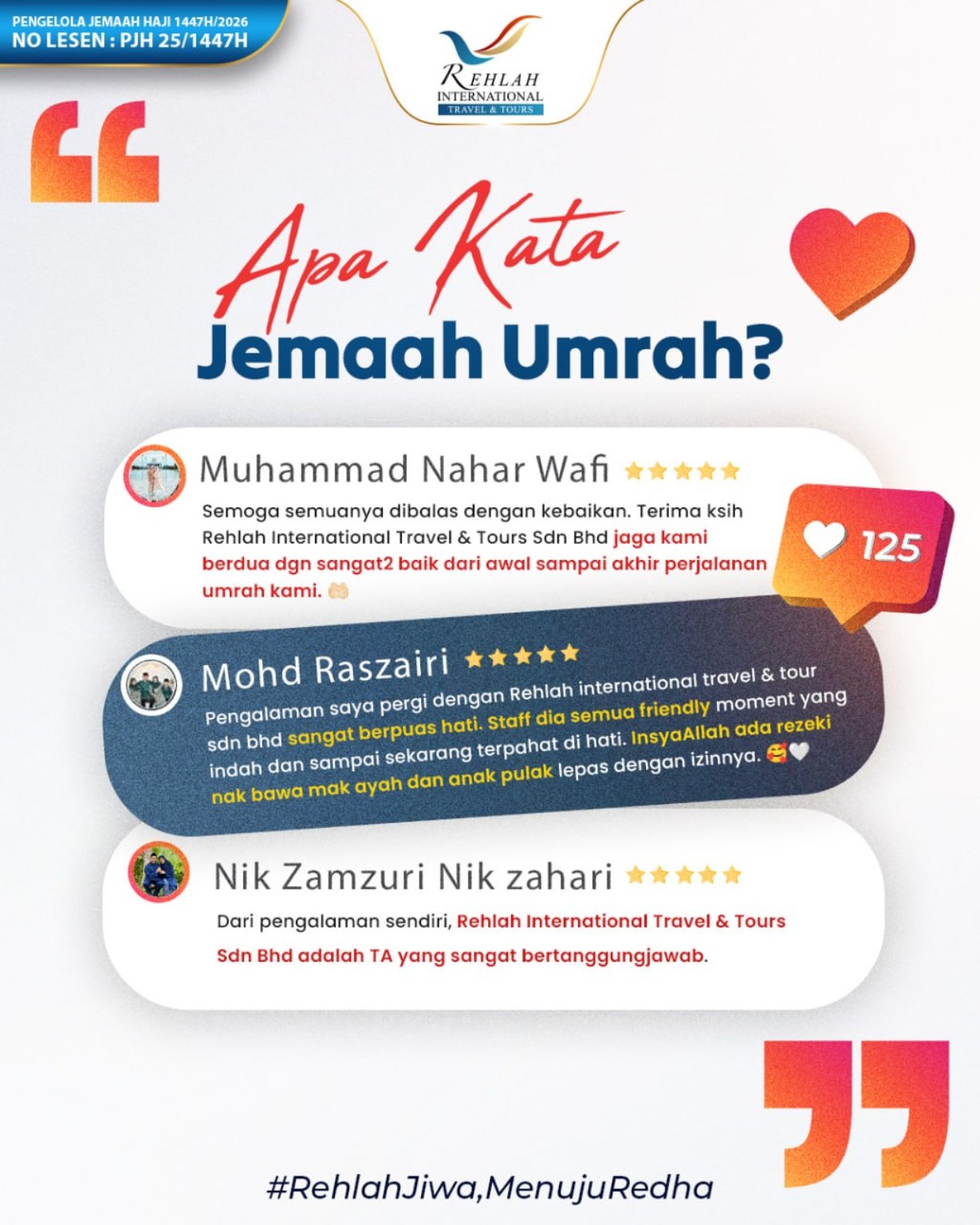 Poster testimoni jemaah REHLAH 2