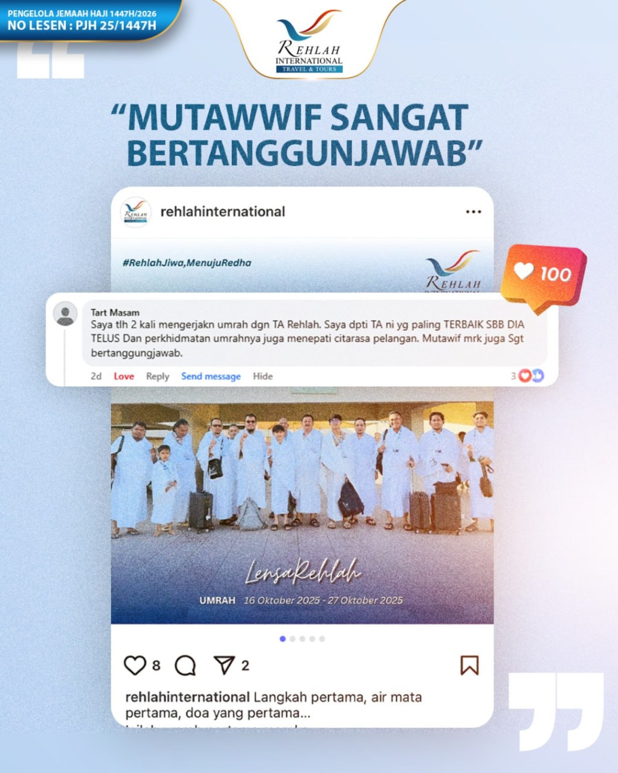 Poster testimoni jemaah REHLAH 8
